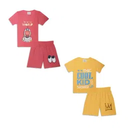Vimal Jonney Kids Yellow & Pink Printed T-Shirt Set-picture-39