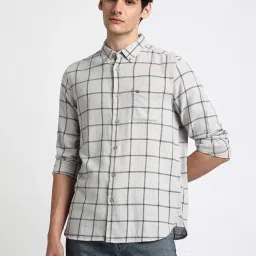 The Bear House Light Grey Slim Fit Check Cotton Shirt image 1