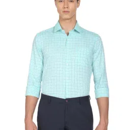 Arrow Green Cotton Slim Fit Checks Shirt-picture-28