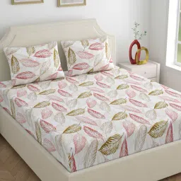 Dreamscape Dark Pink Cotton Floral Bed Sheets Sets-image-38