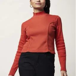 People by Pantaloons Rust Slim Fit Sweater image 1