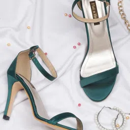 Flat N Heels Women's Green Ankle Strap Stilettos image 1