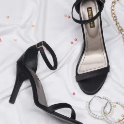 Flat N Heels Women's Black Ankle Strap Stilettos image 1