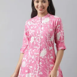 Divena Pink Cotton Floral Print Tunic image 1