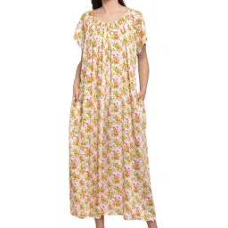 PATRORNA White & Yellow Printed Nighty-picture-12