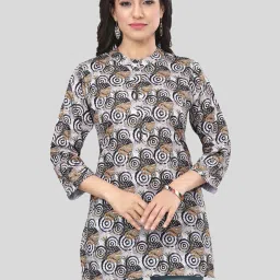 Saree Swarg Grey Printed Straight Short Kurti image 1
