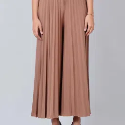 First Resort By Ramola Bachchan Caramel Brown Wide Leg Pleated Palazzo image 1