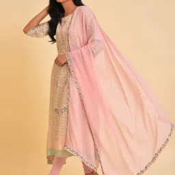 W Pink Printed Dupatta image 1