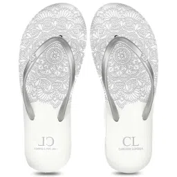 Carlton London Women's Silver & White Flip Flops image 1