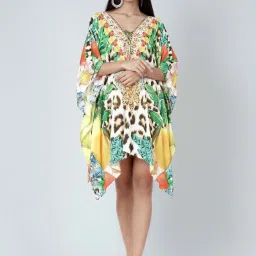 First Resort By Ramola Bachchan Multicoloured Animal And Fruit Print Kaftan Tunic image 1