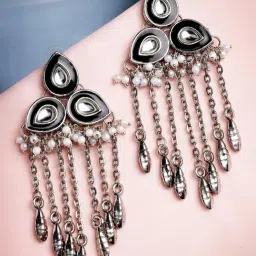 Karatcart Silver Black Earrings for Women-image-63