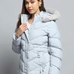 Monte Carlo Women's Grey Solid Detachable Hood Full Sleeve Jacket image 2