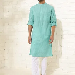 Fabindia Men Striped Thread Work Kurta image 1