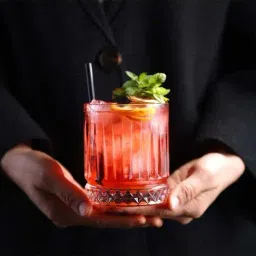 Smokey Cocktail Transparent Glass Flow Geo Crystal Premium Whiskey Glasses (350ml) - Set of 6 image 4