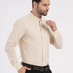 Red Tape Beige Striped Relaxed Fit Shirt image 3
