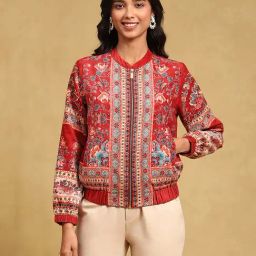 Label Ritu Kumar Red Floral Print Jacket-picture-21