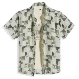 Cavio Boys Green Cotton Printed Shirt-image-15