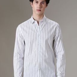 Banana Club Men Classic Slim Fit Opaque Striped Casual Shirt-picture-9
