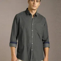 Louis Philippe Grey Cotton Slim Fit Shirt-picture-23