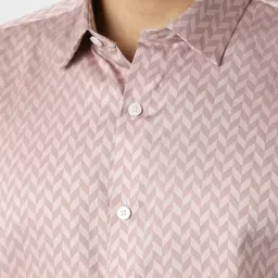 Van Heusen Beige Cotton Slim Fit Printed Shirt image 4