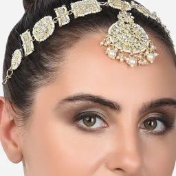 Zaveri Pearls Gold Tone Kundan & Pearls Bridal Head Chain-ZPFK14390-picture-33