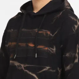 Jack & Jones Jet Black Cotton Regular Fit Texture Hooded Sweatshirt image 4