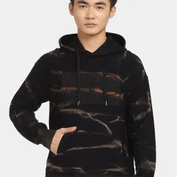 Jack & Jones Jet Black Cotton Regular Fit Texture Hooded Sweatshirt image 1