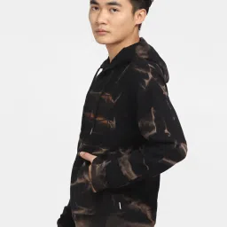 Jack & Jones Jet Black Cotton Regular Fit Texture Hooded Sweatshirt image 3