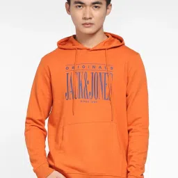 Jack & Jones Burnt Orange Regular Fit Printed Hooded Sweatshirt image 1
