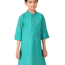 Fabindia Kids Teal Printed Full Sleeves Kurta-image-19