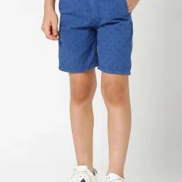 Gas Kids Blue Cotton Printed Shorts image 1