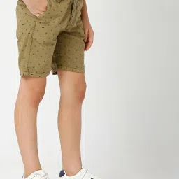 Gas Kids Olive Green Cotton Printed Shorts image 4