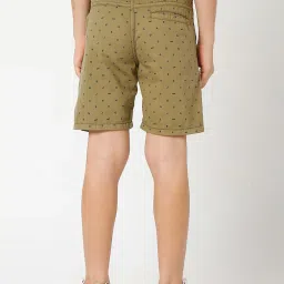 Gas Kids Olive Green Cotton Printed Shorts image 2