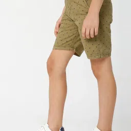 Gas Kids Olive Green Cotton Printed Shorts image 3