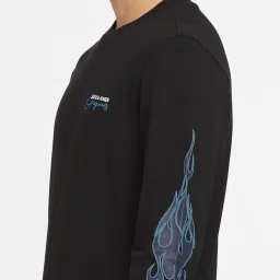 Jack & Jones Jet Black Cotton Regular Fit Printed Sweatshirt image 5