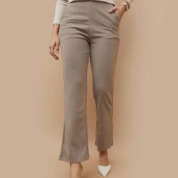 Code by Lifestyle Beige Solid Trousers-picture-19