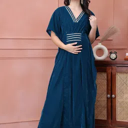 Secret Wish Women Velvet Embellished Maternity Kaftan Dress-picture-13