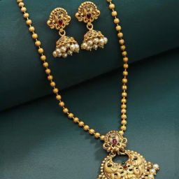 Panash Gold Plated CZ Studded Pendant With Chain-picture-35