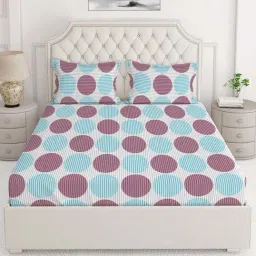 Layers Cotton Plus Blue Cotton Blend 120 TC Double Size Bed Sheet with Pillow Cover image 2