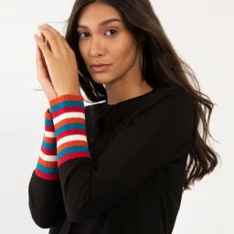 Zink London Black Self Design Sweater image 1