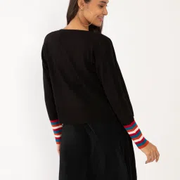 Zink London Black Self Design Sweater image 2