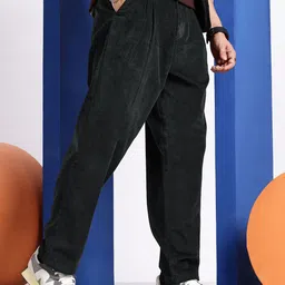 Aeropostale Men Relaxed Straight Leg Corduroy Pleated Chinos Trousers-image-5