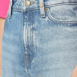 Only Light Blue Distressed Straight Fit High Rise Jeans image 5