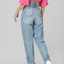 Only Light Blue Distressed Straight Fit High Rise Jeans image 2