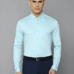 Louis Philippe Permapress Blue Cotton Slim Fit Texture Shirt image 1