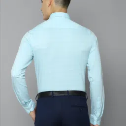 Louis Philippe Permapress Blue Cotton Slim Fit Texture Shirt image 2