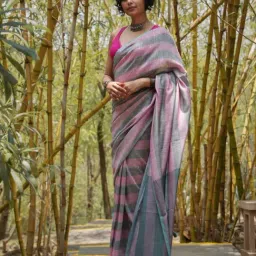 Suta Pink Striped Saree-picture-21