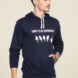 Campus Sutra Navy Printed Hooded Sweatshirt image 4