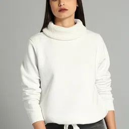 The Roadster Lifestyle Co Women White Solid Pullover Sweatshirt-picture-35