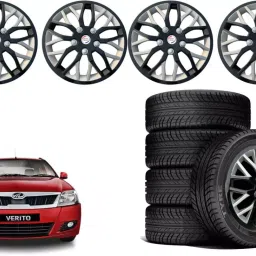 Auto Pearl ViBS53 R14 35.56 cm (14 Inch) PPress Type Wheel Hubcap with Retention Ring Glossy Black Red Strip Wheel Cover for MAHINDRA Verito Vibe (Set of 4)-picture-20